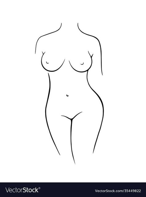 Outlines Of Women's Bodies, Women’s Body Outline Drawing, Nude Sketching Ideas Women Easy, Naked Human Body Sketch Simple, Naked Human Body Drawing Base, Naked Line Art Drawing, Women Body Outline Tattoo, Womans Body Sketches, Women Body Anatomy Drawing