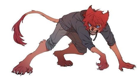 Cat Claws Reference, Giant Person Drawing, Werewolf Oc Character Design, Feral Character Design, Kaburion Art, Werewolf Oc Girl, Animal Hybrid Oc, Werewolf Character Art, Werewolf Oc Art