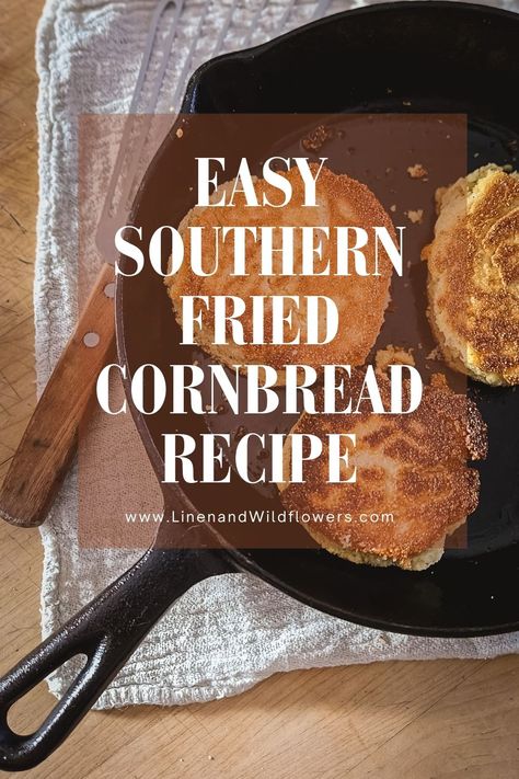 Southern Fried Cornbread Patties, Cornbread On The Stovetop, Jiffy Fried Cornbread Recipe, Jiffy Fried Cornbread, Lacey Cornbread Recipe, Cornbread Fritters Easy, Pan Fried Cornbread, Fried Cornbread Patties, Fried Cornbread Cakes