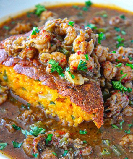 Creole Crawfish Cornbread | Tony Chachere's Cornbread Appetizer, Crawfish Cornbread, Crawfish Recipes, Crawfish Etouffee, New Orleans Recipes, Creole Cooking, Cajun Dishes, Cajun Creole Recipes, Cajun Cooking