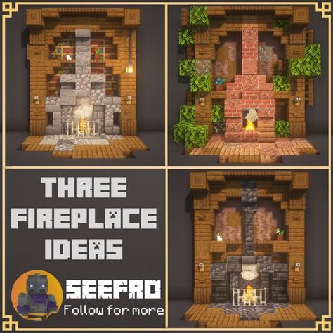 Minecraft Exterior Design Ideas, Medieval Well Minecraft, Minecraft Villager Trading Hall Interior, Minecraft Interior Design Medieval, Minecraft Fireplace Design, Minecraft Alchemy Room, Minecraft Wells Designs, Minecraft Base Ideas Survival, Minecraft Fireplace Ideas