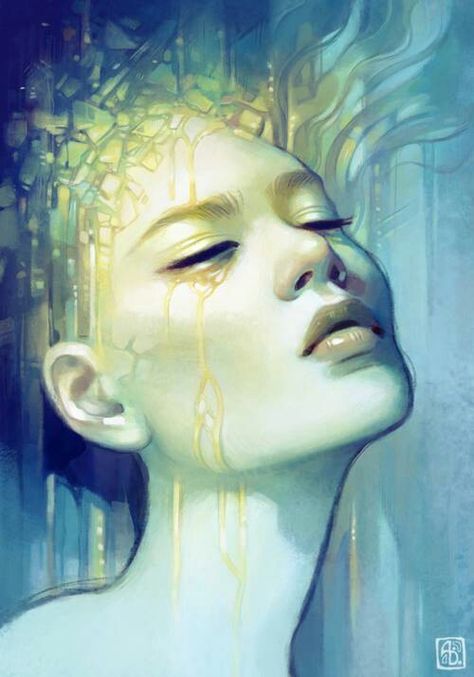 Is she melting or is she growing? Anna Dittmann, Art Manga, Her Eyes, Art Website, Painting Illustration, Face Art, Manga Comics, Portrait Art, Portrait Painting