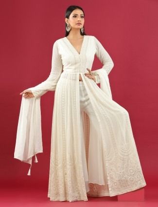 White Salwar Suit, Punjabi Sharara, Printed Anarkali Suits, Georgette Palazzo, Suit Anarkali, Women Salwar Suit, Georgette Anarkali Suits, Salwar Kameez Online Shopping, Silk Anarkali Suits