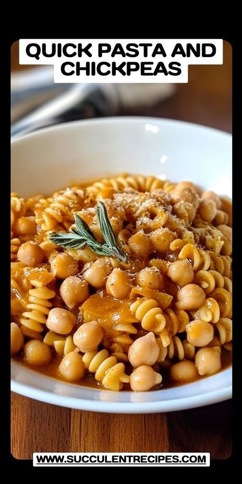 Need a quick and nutritious dinner? This Quick Pasta and Chickpeas recipe is simple, tasty, and ideal for the holiday season. Packed with protein and flavor, it’s a satisfying dish everyone will love. Chickpea Recipes Pasta, Quick And Easy Chickpea Recipes, Homemade Chickpea Pasta, Chick Pea Pasta Dishes, Pasta With Beans Recipe, Chickpeas Pasta Recipes, Pasta And Chickpeas, Chickpea Vegan Recipes, Chic Pea Recipe