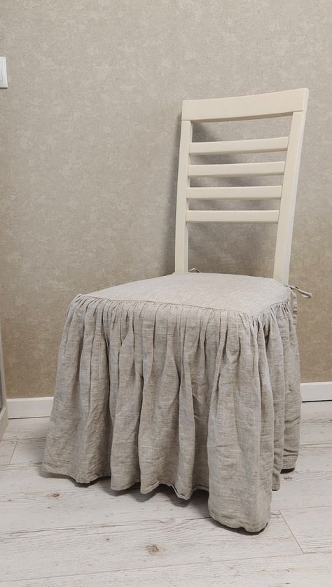 Ruffled Chair Covers, Wedding Chair Cover, Chair Seat Covers, Linen Chair Covers, Dining Chair Seat Covers, Customised Bed, Dining Chair Pads, Chic Dining Room, Thrown Chair