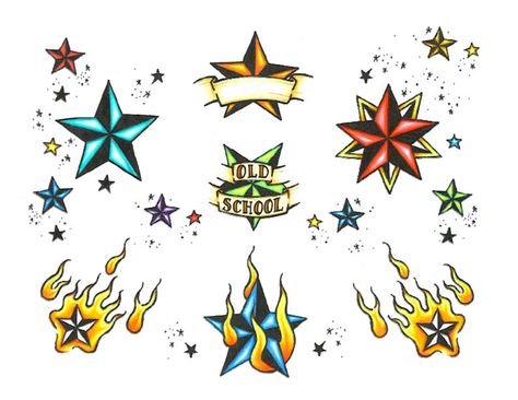 Traditional Tattoo Star, Traditional Star Tattoo, Nautical Star Tattoos, Shooting Star Tattoo, Small Star Tattoos, Tattoo Old School, Nautical Star, Tattoo Flash, Star Tattoo Designs