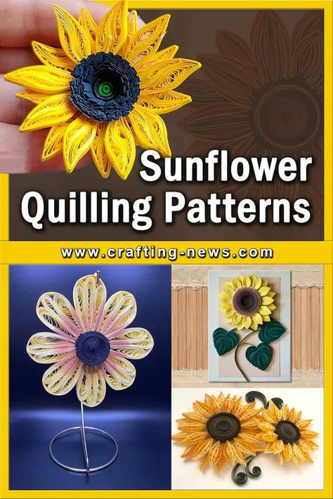 9 Sunflower Quilling Patterns Quilling Flowers Tutorial, Diy Quilling Crafts, Quilling Pattern, Arte Quilling, Paper Quilling Tutorial, Paper Sunflowers, Quilling 3d, Paper Quilling Patterns, Quilling Tutorial