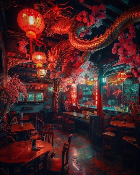 Chinese Bar Design, Cottagecore Treehouse, Chinese Bar, Antique Room, Cool House Ideas, Ghost City, Pub Interior, New Year Art, Bar Interior Design