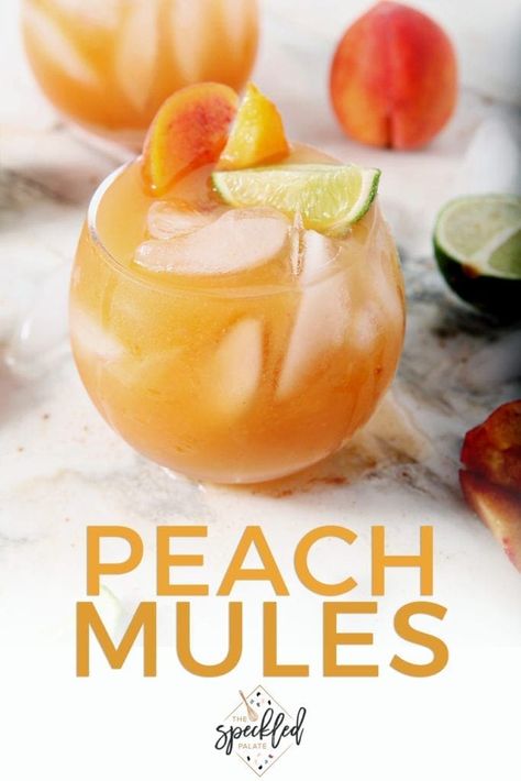 Peach Moscow Mule Peach Mule, Peach Moscow Mule, Peach Dish, Cinnamon Cocktail, Cocktail Recipes Tequila, Moscow Mule Cocktail, Peach Drinks, Moscow Mule Recipe, Rum Cocktail Recipes