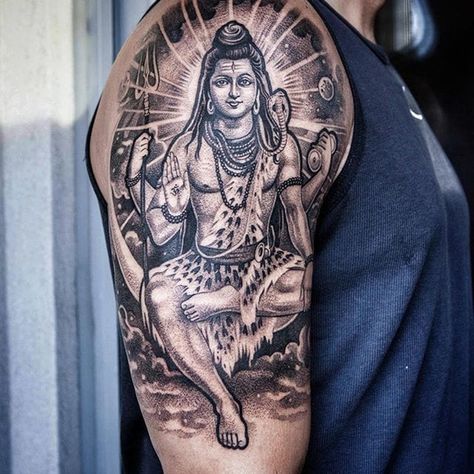 Shiva by Lilbtattoo #Lilbtattoo #blackandgrey #shiva #tattoooftheday | Sep 4th 2017 | 414868 Shiva Beautiful, Lord Shiva Tattoos, Lil B Tattoo, Hindu Tattoos, Hanuman Tattoo, Trishul Tattoo Designs, Ganesh Tattoo, Mahadev Tattoo, Hindu Tattoo