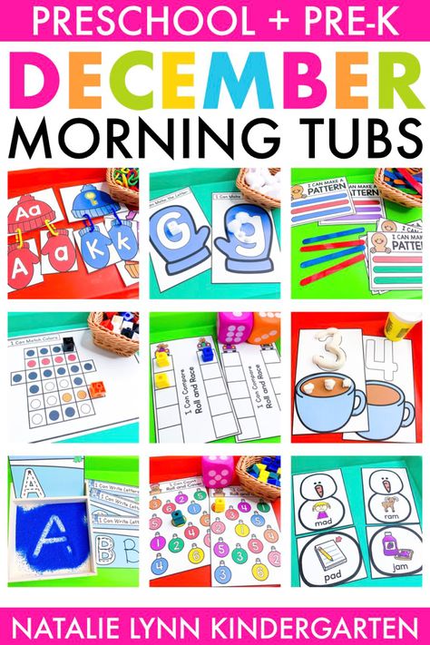 Morning Tub Ideas, Dental Health Month Activities, Natalie Lynn, Morning Bins, Winter Break Activities, December Morning, December Kindergarten, Writing Center Activities, Partner Games