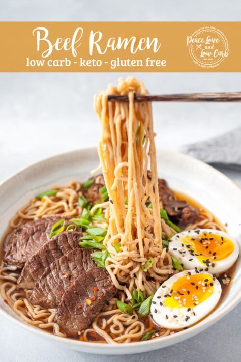 Beef Ramen Recipe, Traditional Ramen, Beef Ramen, Peace Love And Low Carb, Ramen Recipe, Egg Diet Plan, Low Carb Low Fat Recipes, Breakfast Low Carb, Boiled Egg Diet Plan