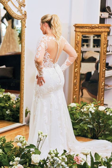 Plus Size Bridal Form Fitted, Long Illusion Sleeve Wedding Dress, Illusion Neckline Wedding Dress Plus Size, Long Sleeve Trumpet Wedding Dress Plus Size, Long Sleeve Lace Wedding Dress Curvy, Long Sleeved Wedding Dress Curvy, Plus Size Trumpet Wedding Dress With Sleeves, Lace Sleeve Wedding Dress Fitted, Plus Size Fitted Wedding Dress With Sleeves