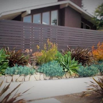 Mid Century Garden Landscaping, Mid Century Modern Front Yard, Mid Century Yard, Mid Century Modern Backyard, Mid Century Modern Landscaping, Modern Landscaping Ideas, Mid Century Modern Garden, Mid Century Landscaping, Mid Century Modern Door