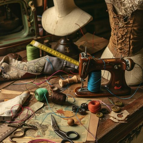 Sewing Dark Aesthetic, Dollmaker Aesthetic, Toymaker Aesthetic, Sewing Machine Aesthetic, Stitching Aesthetic, Seamstress Aesthetic, Craftsmanship Aesthetic, Sewing Vibes, Sewing Aesthetic