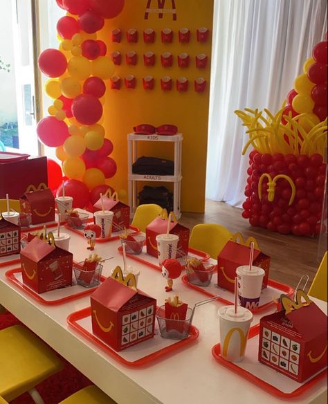 McDonald’s birthday party set up Mc Donald Birthday, Mc Donald Party, Mcdonalds Kids, Mcdonalds Birthday Party, Birthday Party Set, Nephew Birthday, 80th Birthday Party, Twin Birthday, Jotaro Kujo