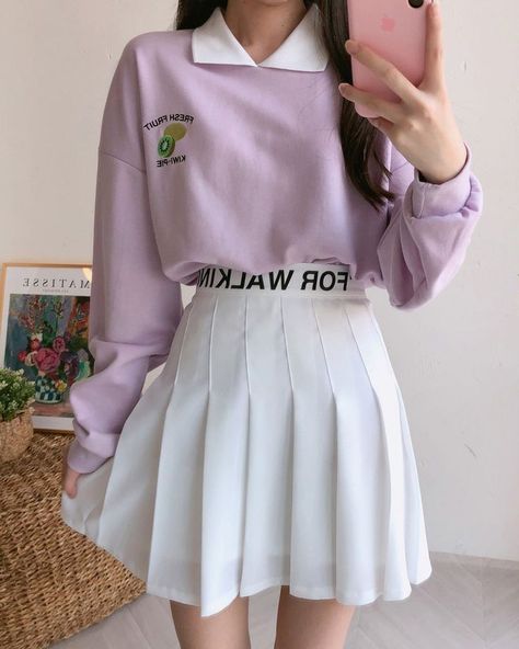 Tennis Skirt Outfits, Tennis Shoe Outfits Summer, Tennis Skirt Outfit, Girls Korean, 17 Kpop, Cute Skirt Outfits, Kawaii Fashion Outfits, Korean Girl Fashion, Kpop Fashion Outfits