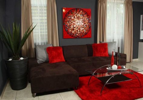 20 Beautiful Red Living Room Design Ideas to Consider Leo Colors, Red Living Rooms, Red Living Room Decor, Room Palette, Red Living Room, Brown Living Room Decor, Black Living Room Decor, Furnitur Ruang Keluarga, Red Living