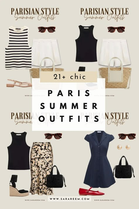 Looking for the ultimate guide to Parisian summer wardrobe in 2024? Discover the effortlessly chic French girl style with versatile Paris summer outfits that will keep you stylish and cool all season long! Parisian Style Summer Dresses, French Street Style 2024, Paris In Summer Outfits, Paris Summer Outfits 2024, Outfits For Paris Summer, Paris Summer Outfits Parisian Chic, Parisian Summer Outfits, Parisian Style Summer, Paris Summer Outfits