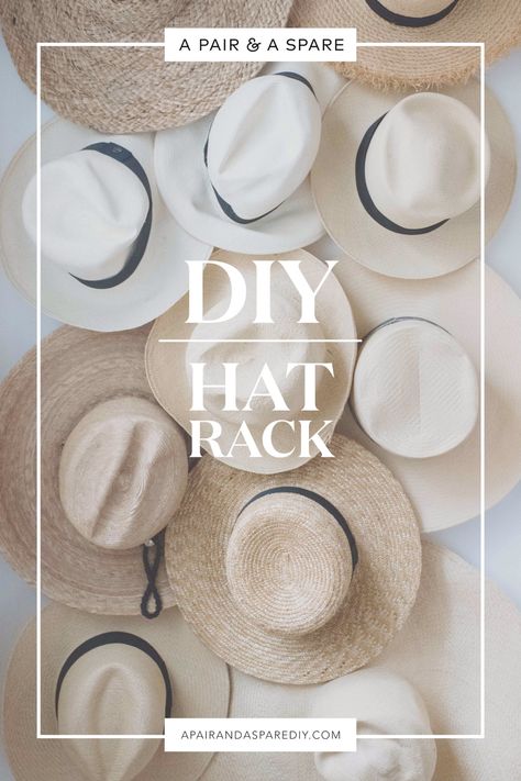 diy-hat-rack Diy Hat Storage, Hawaii Condo, Hat Rack Ideas, Glam Rooms, Diy Hat Rack, Hat Racks, Wall Hats, Hats Collection, Diy Coat