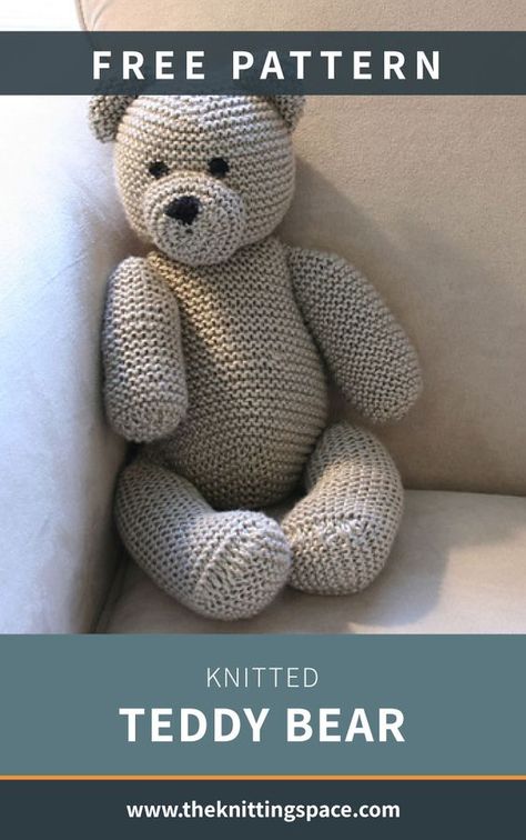 Knitted Teddy Bear [FREE Knitting Pattern] #knittedtoys #handmadetoys #knittedtoysfreepatternsbunnies #knittedtoysfreepatternseasycute Large Knitted Teddy Bear Pattern Free, Easy Teddy Bear Knitting Pattern Free, Teddy Knitting Pattern, Free Knitted Bear Patterns, Free Knitted Teddy Bear Pattern, Knitting Teddy Bear, Knitted Teddy Bears Free Patterns, Teddy Knitting Pattern Free, Stuffed Animal Knitting Patterns Free