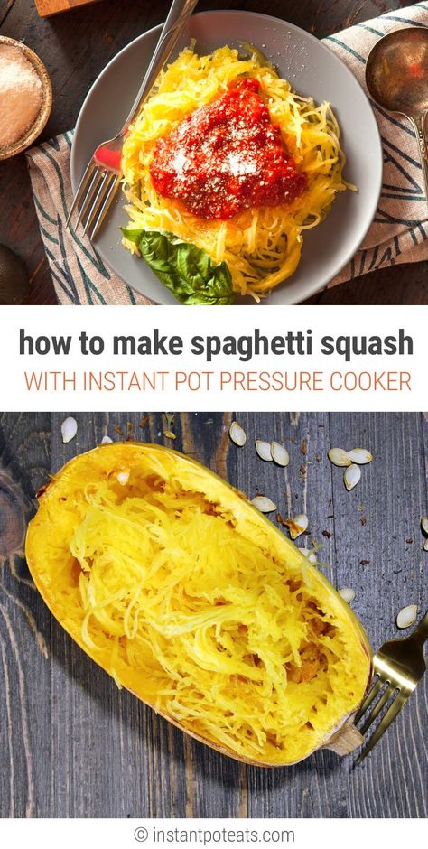 How To Make Instant Pot Spaghetti Squash + Some Meal Ideas #spaghettisquash #squash #instantpot #instantpotrecipes Instant Pot Spaghetti Squash, Whole30 Instant Pot, Cook Spaghetti Squash, How To Cook Squash, Instant Pot Spaghetti, Pasta Substitute, Instant Pot Pasta Recipe, How To Make Spaghetti, Beet Soup