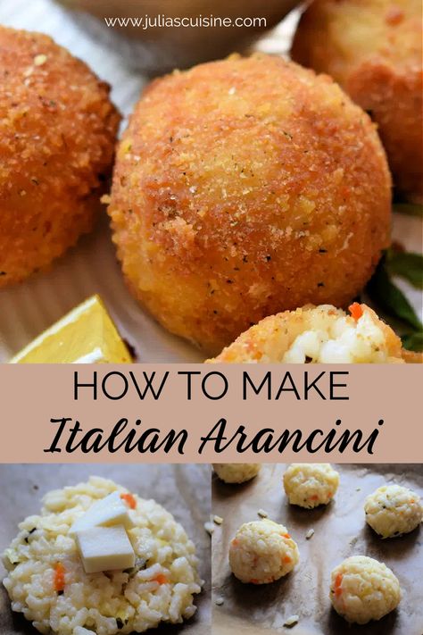 Arancini Balls, Arancini Recipe Easy, Mushroom Arancini Recipe, Baked Arancini, Authentic Arancini Recipe, Sicilian Arancini Casserole, Arancini Recipe Italian, Arancini Rice Balls, Risotto Arancini Balls