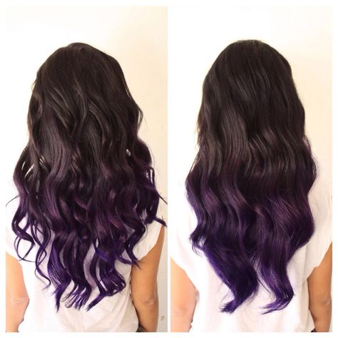 I know the color I want to dye my hair is purple but I'm trying to decide how to add it Dipped Hair, Underlights Hair, Purple Ombre Hair, Dark Purple Hair, Purple Highlights, Purple Ombre, Hair St, Dye My Hair, Dip Dye