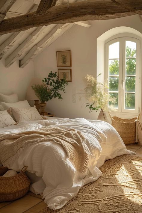 Cottage Core Master Room, Cream Bedrooms, Bedroom Aesthetics, Bedroom Suites, Summer Bedroom, Modern Luxury Bedroom, Attic Bedroom, Room Goals, Primary Bedroom