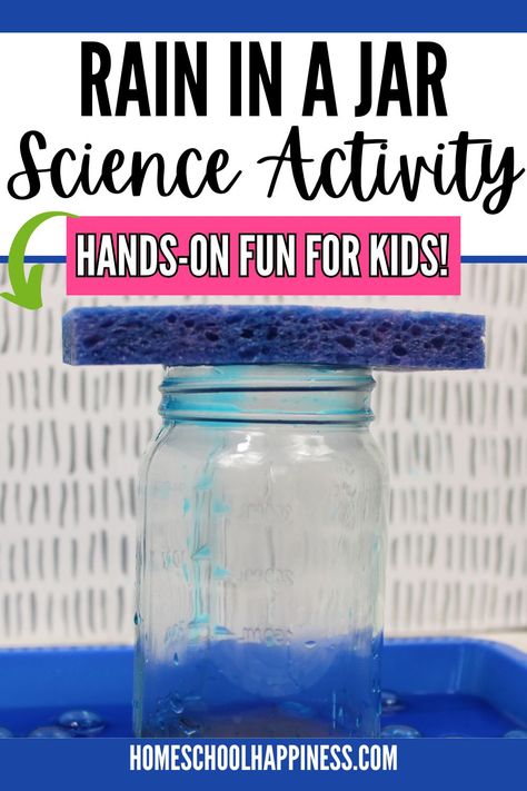 Bring weather science to life with the Rain in a Jar activity! This hands-on experiment is perfect for homeschoolers and curious kids. Learn how clouds and rain work using just a jar, water, and a sponge. It’s an engaging way to teach weather concepts while building fine motor and observation skills. Pair it with fun weather crafts and printables for a complete learning experience. Simple to set up, educational, and full of “aha!” moments—save this idea for your next homeschool science lesson! Rain In A Jar, Science Fair Projects Ideas, Easy Science Fair Projects, Homeschool Science Lessons, Weather Experiments, Weather For Kids, Cloud In A Jar, Innovative Teaching Ideas, Clouds And Rain