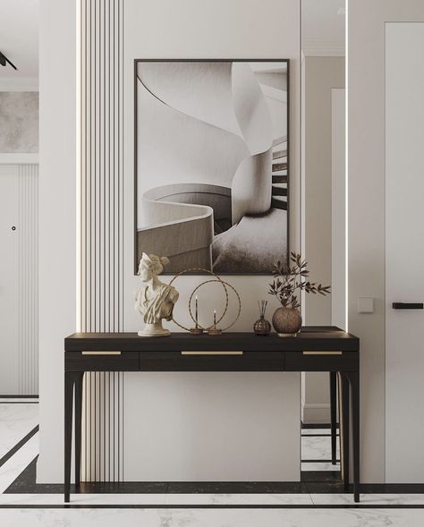 Classic Foyer, Foyer Console Table, Entrance Console Table, Mirror Bedroom Decor, Classic Console, Luxury Closets Design, Mirror Design Wall, Neo Classic, Classic Interior