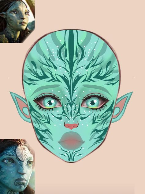 Avatar Navi Body Base Drawing, Makeup Base Drawing, Metkayina Tattoos, Avatar Make Up, Avatar Makeup, Avatar Cosplay, Makeup Charts, Vampire Bride, Anime Eye Makeup