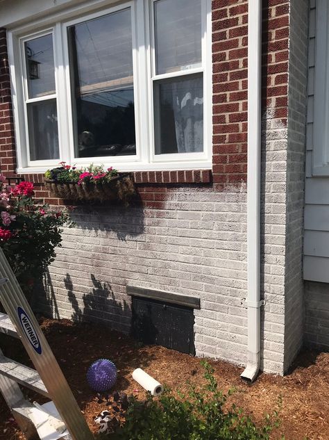 How To Paint Red Brick Exterior, Exterior Brick Ranch Makeover, Limewash Brick With Siding, Old Brick Homes Exterior Makeover, Painting Brick Ranch Exterior, How To Paint Outdoor Brick, Light Lime Washed Brick Exterior, Red Brick Limewash, Limewash Pink Brick Exterior