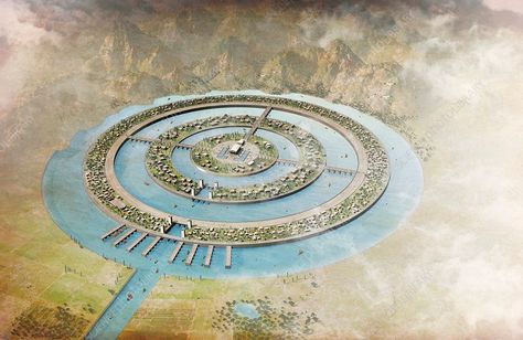 Plato's map of Atlantis, artwork - Stock Image - C015/0238 - Science Photo Library City Of Atlantis, Lost City Of Atlantis, Ancient Greek Philosophers, Atlantis The Lost Empire, Beneath The Sea, Greek Philosophers, Science Photos, Fantasy City, Ancient Mysteries