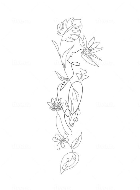 Floral Tattoo Sketch Design, Women Fine Line Tattoo Sleeve, Flower Line Work Tattoo Design, Line Art Flowers Tattoo, Single Line Floral Tattoo, Single Line Tattoos Minimalist, Floral Silhouette Tattoo, Fine Line Sketch Tattoo, Large Fine Line Tattoo Ideas