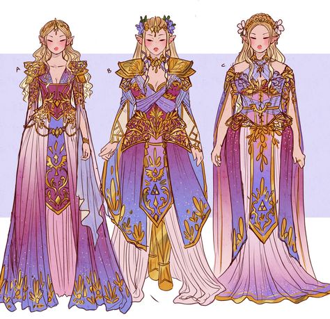 Zelda clothing designs, Legend of Zelda Hannah Alexander Artwork, Hannah Alexander, Zelda Art, Fantasy Dress, Arte Fantasy, Drawing Clothes, Fantasy Clothing, Fantasy Fashion, Character Outfits