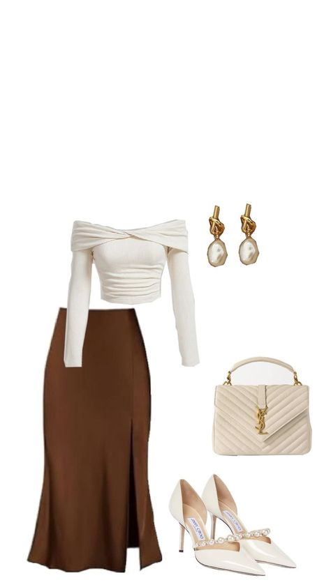 Fashion Outfit Board Elegant Office wear Old Money Women, Maxi Skirt White, Elegant Fashion Outfits, Board Aesthetic, Elegant Outfit Classy, Cute Modest Outfits, Stylish Work Attire, Aesthetic Inspiration, Designer Dresses Casual