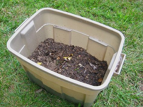 We're trying our hand at composting. Here's a simple, step-by-step guide to creating your own backyard composting bin for less than $10. Compost Diy, Backyard Composting, Easy Composting, Homemade Compost Bin, Diy Compost Bin, Composting Bin, Making A Compost Bin, Compost Bin Diy, Compost Bucket