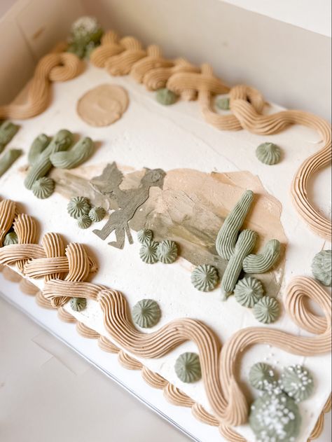 First Rodeo Birthday Sheet Cake, Western First Birthday Smash Cake, First Rodeo Sheet Cake, Desert Birthday Cake, Western Sheet Cake Ideas, Diy Western Cake, Wild West Smash Cake, Cow Number Cake, Rodeo Sheet Cake