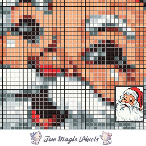 Santa Portrait crochet blanket pattern; knitting, cross stitch graph; pdf Crochet Santa Afghan Pattern, Graphgan Crochet Patterns, Blanket Pattern Knitting, Graph Patterns Charts, Two Magic Pixels, Graphgan Patterns, Cross Stitch Graph, Crochet C2c Pattern, C2c Patterns