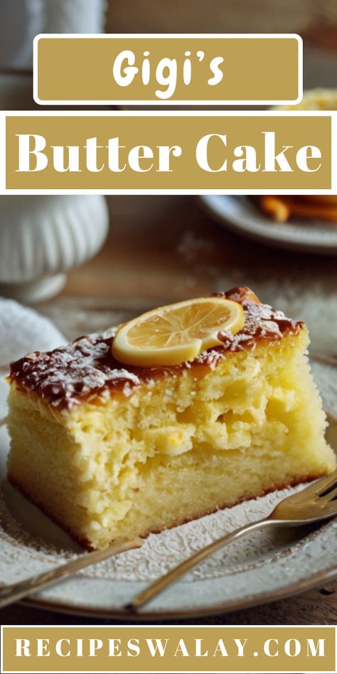 There's nothing quite like the rich, melt-in-your-mouth taste of a perfectly baked butter cake. Gigi's Butter Cake recipe captures the essence of ... Butter Cakes Ideas, Buttery Cake Recipes, Everyday Butter Cake, Italian Warm Butter Cake, Moist Peanut Butter Cake, Italian Butter Cake, Italian Butter Cake Recipe, Butter Cake Recipe From Scratch, Yellow Butter Cake Recipe