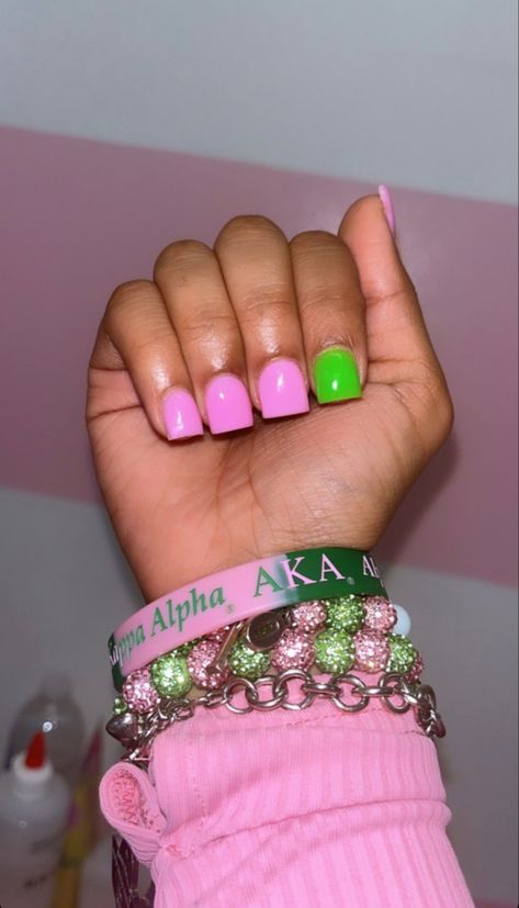 Alpha Kappa Alpha Nails, Aka Nails, Aka Aesthetic, Sorority Pictures, Aka Sorority Gifts, Funky Fonts, Witchy Nails, Aka Sorority, Alpha Kappa Alpha Sorority