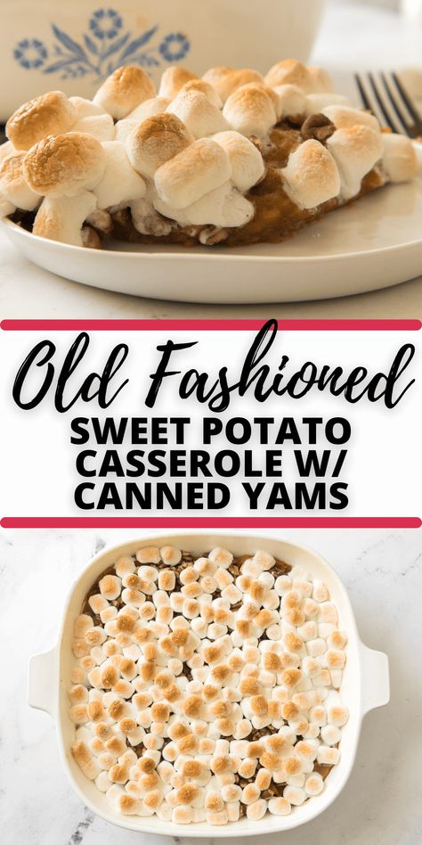 Old Fashioned Sweet Potato Casserole with Canned Yams will tantalize your taste buds with a twist on tradition! With its creamy texture and perfectly balanced sweetness, this recipe will have you wondering why you didn't try it sooner. Sweet Potato Casserole With Canned, Can Yams Recipe, Canned Sweet Potato Casserole, Canned Sweet Potato Recipes, Easy Sweet Potato Recipes, Candied Yams Recipe, Sweet Potatoes With Marshmallows, Canned Yams, Freeze Sweet Potatoes