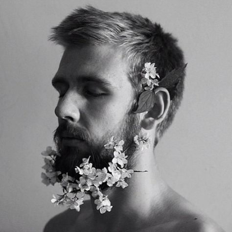 Glitter Beards, Flower Beard, Flowers For Men, Beltane, Flower Quotes, Flower Boys, Tiny Flowers, Floral Crown, Beard Styles