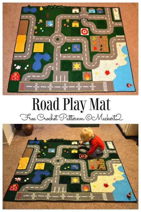 Crochet Play Rug Free Pattern, Crochet Road Rug, Crochet Road Play Mat Free Pattern, Crochet Rug Kids, Crochet Car Rug, Crochet Road Play Mat, Crochet Playmat Free Pattern, Crochet Car Mat, Crochet Race Track Rug Pattern