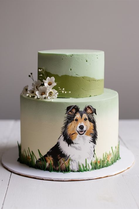 Unleash Fun with These Shetland Sheepdog Birthday Cake Creations Wedding Cakes Colorful, Dog Birthday Cake Ideas, 1 Tier Wedding Cakes, Cakes Colorful, Puppy Dog Cakes, Cakes Decorated, Dog Birthday Cake, Cake Topper Tutorial, Dog Cakes