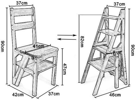 Amazon.com: LHNLY-Step Stool Wooden Folding Step Stool Portable Ladder Chair Stool Multifunction Stepladder/Stairway Chair for Home Library 4 Steps Max. 150kg (4 Color) (Color : Black): Kitchen & Dining Chair That Turns Into Step Stool, Folding Ladder Chair, Chair Step Stool, Folding Steps, Wooden Coffee Table Designs, Portable Ladder, Wood Chair Diy, Ladder Chair, Kitchen Step Stool