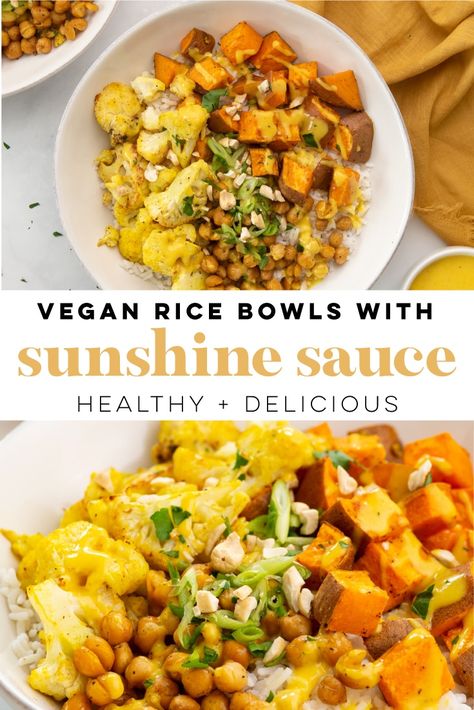 Healthy Vegan Rice Bowls, Vegan Potato Bowl Recipes, Vegan Lemon Rice, Rice And Vegetable Bowls, Vegan Roasted Veggie Bowl, Rice And Roasted Veggies, Dinner Bowls Vegetarian, Vegetarian Bowl Ideas, Rice Bowl Sauce Ideas