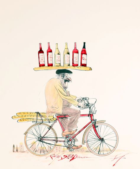 Ralph Steadman Art, Wine Artwork, Ralph Steadman, Wine Print, Artwork Display, Sign Printing, New Wall, Wine Cellar, Sign Art