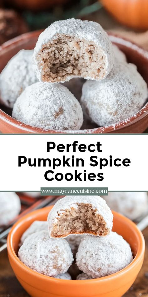 Whether it’s fall or winter, these pumpkin spice snowball cookies will hit the spot. Easy to make and perfect for gifting or enjoying yourself! Snowballs Recipe, Spiced Cookies, Ms Recipes, Pumpkin Spice Cookies, Snowball Cookies, Bread Appetizers, Spice Cookies, Pumpkin Pie Spice, Autumn Flavors